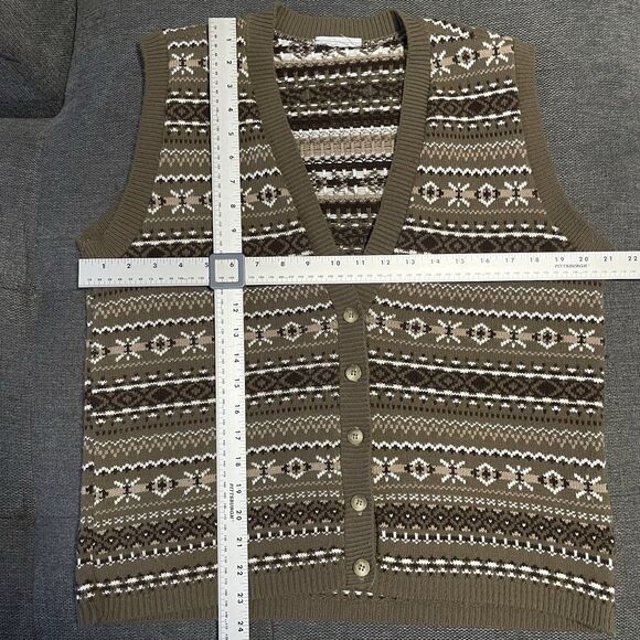Vintage Blair Brown Cream Fair Isle Grannycore Retro Knit Sweater Vest Medium - Picture 4 of 4